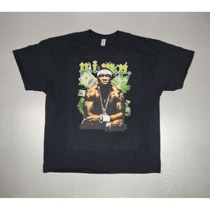 50 Cent T-Shirt Mens 2XL Y2k Black PIMP Rap Band Tee Concert Hip-Hop
